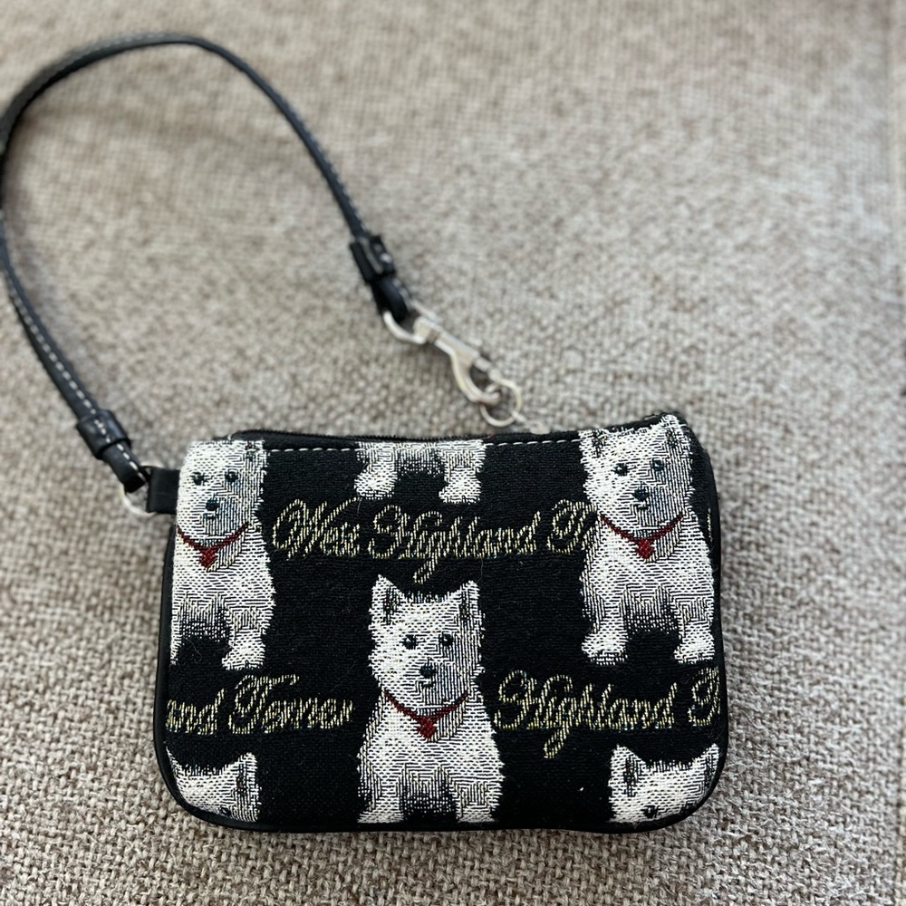 NEW Signare wristlet with West Highland Terrier tapestry print.